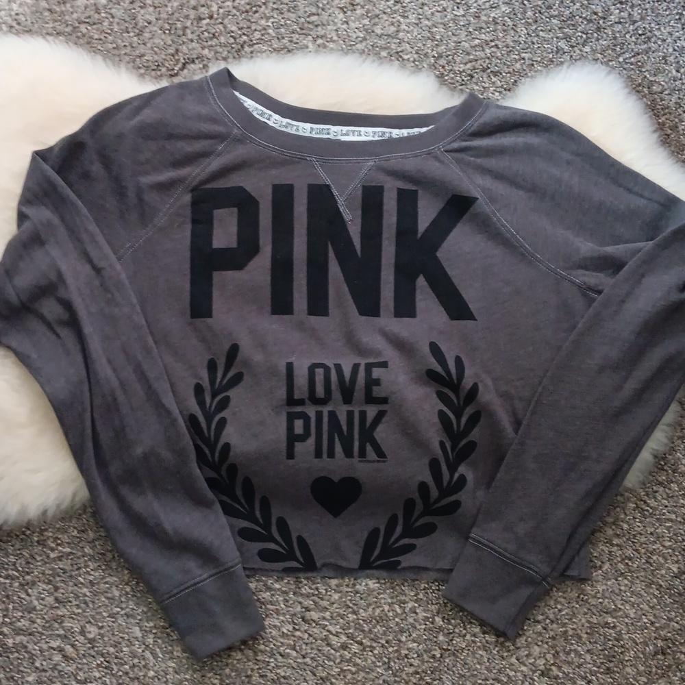 Victoria's secret Pink gray cropped sweatshirt in a size Medium